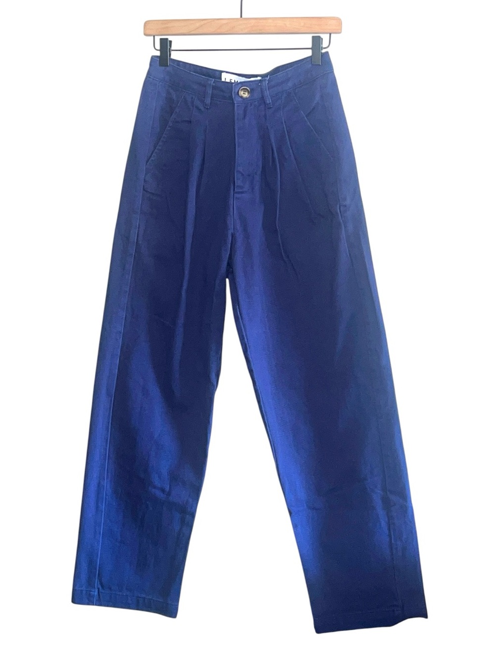 L.F. Markey Pleated Leg Cotton Trousers Blue US 2 Quiet Luxury